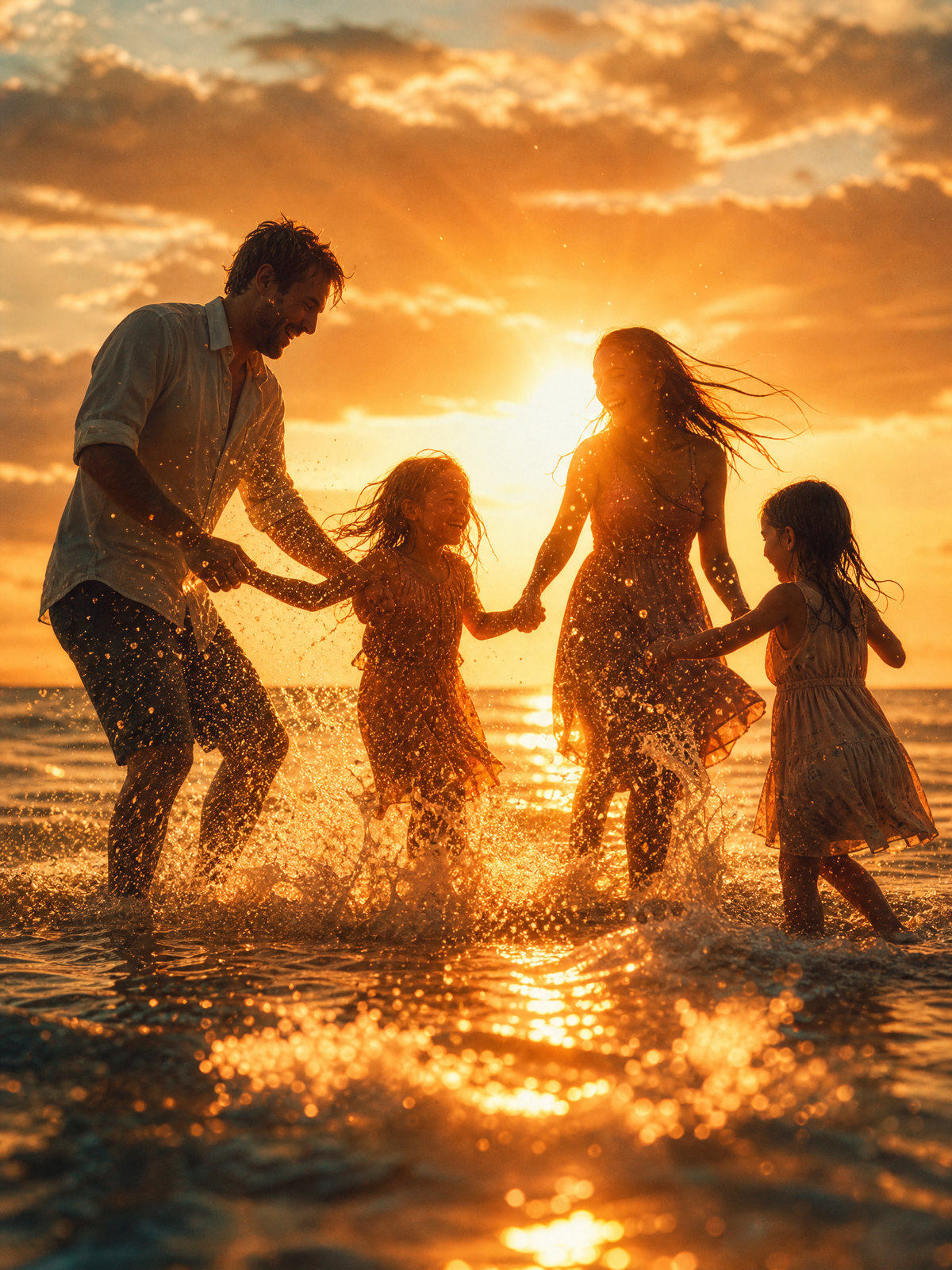 She taught the whole family to dance in the waves.